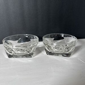 2 Vintage Colony Glass Clear Ice Cream Iridescent Snack Candy Nut Bowls 4.5”